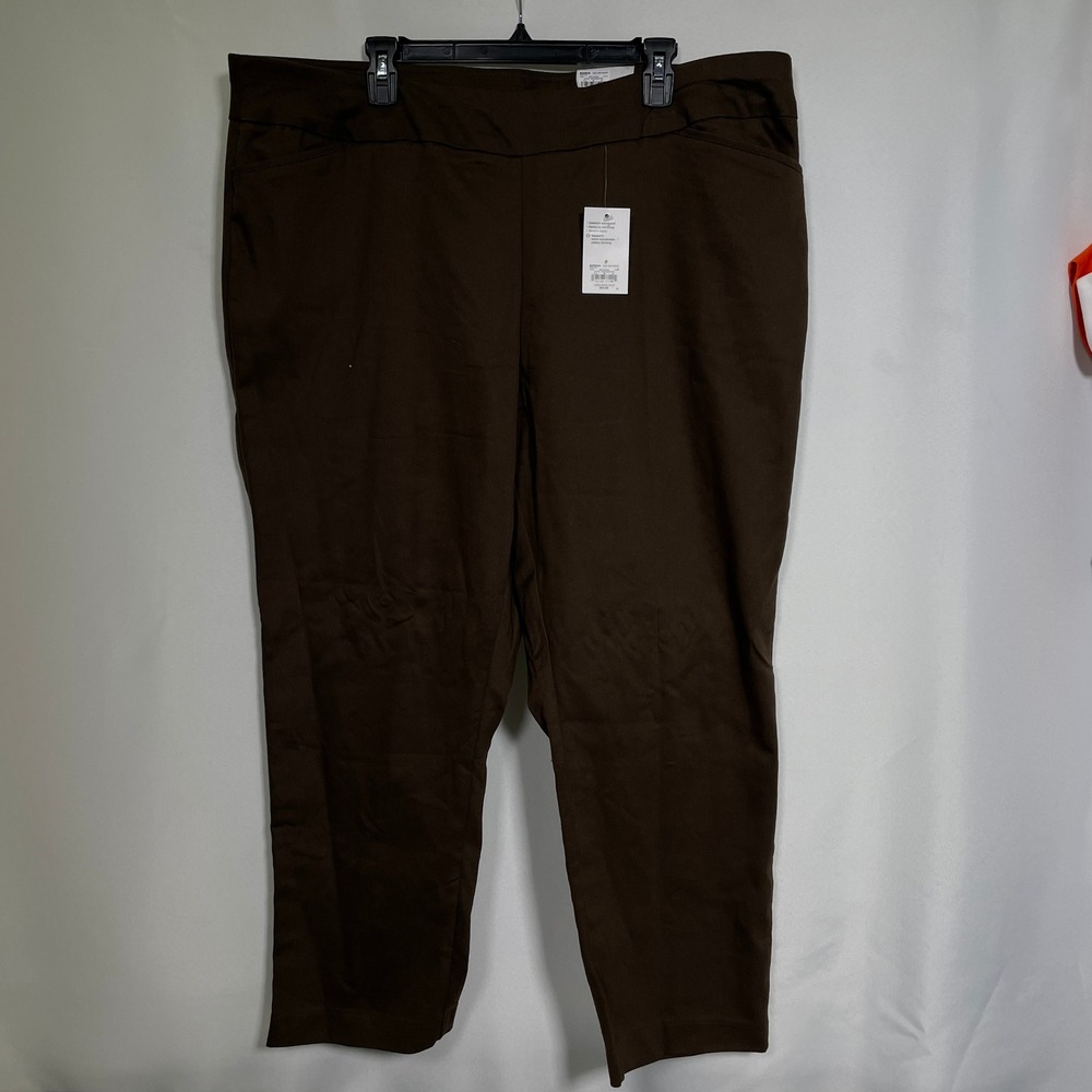 Croft & Barrow Effortless Cocoa Brown Straight Stretch Pants Women's 22W NWT